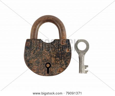 An Old Rusty Lock And Key