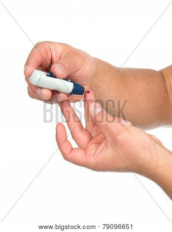 Finger Prick For Glucose Sugar Measuring Level Blood Test