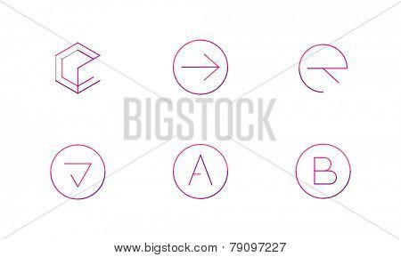 Logo set thin line clean style - business icons, branding emblems