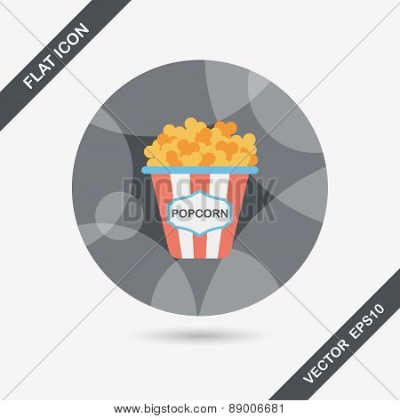Popcorn Flat Icon With Long Shadow,eps10