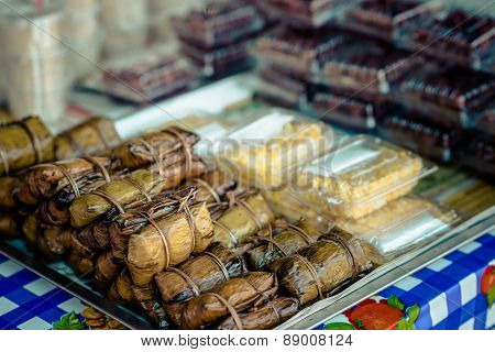 Thai Traditional Sticky Rice Dessert Vintage Color