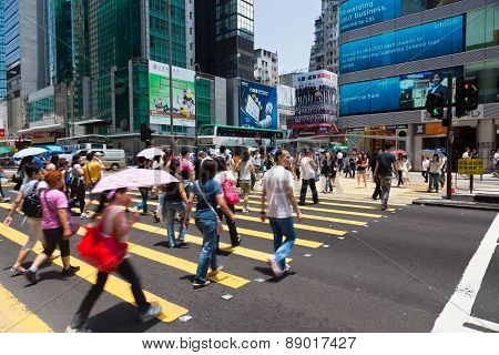 Busy crosswalk in Hong Kong