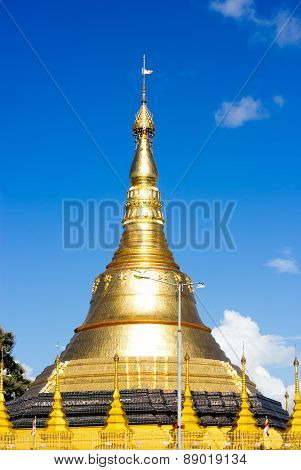Gold Pagodas, Shrines, And Statues At The Buddhist Shwedagon Paya In Yangon, Myanmar ( Burma )