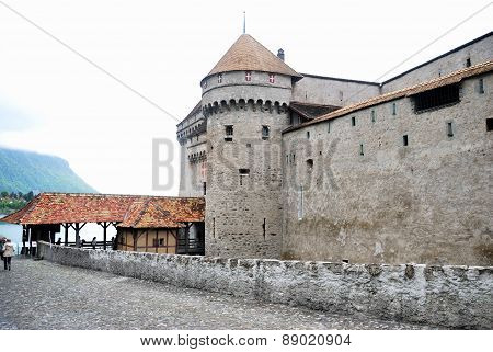 The Chillon Castle In Montreux. Geneva Lake, Switzerland,