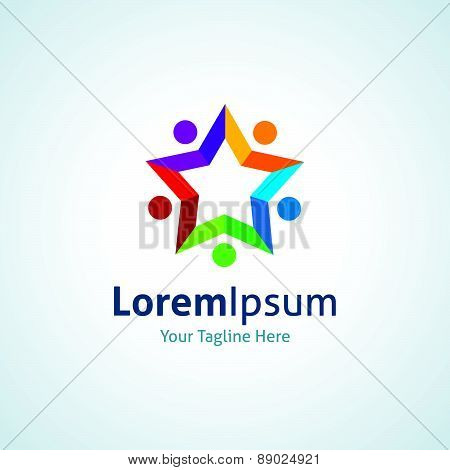 Star shape partnership connection vector logo icon