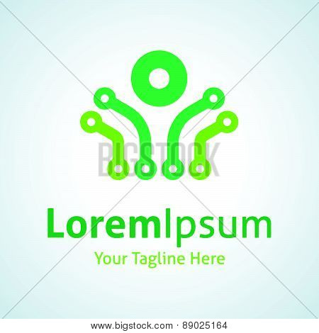 Green circuit technology energy connection vector logo icon