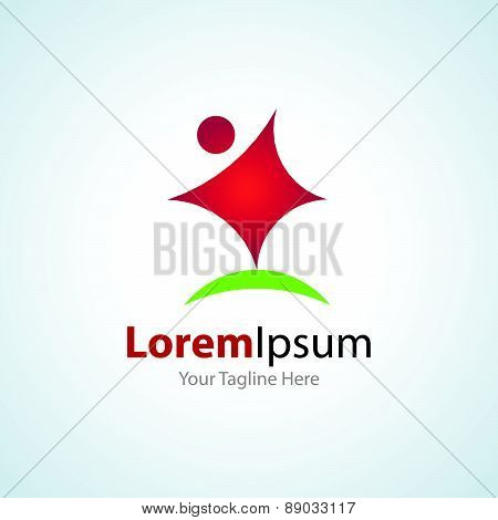 Happy person jump icon simple elements logo