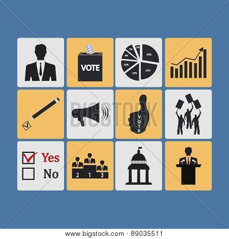 Politics, Voting and elections icons - vector icon set
