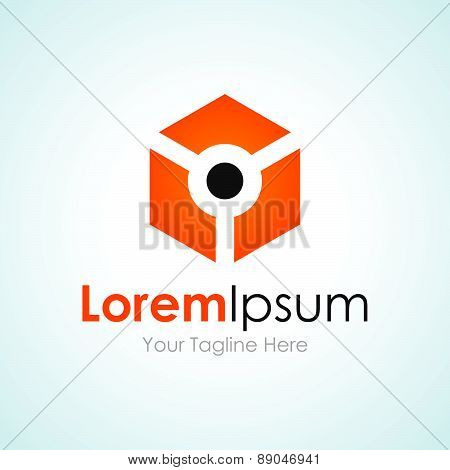 Droid technology concept cube simple business icon logo