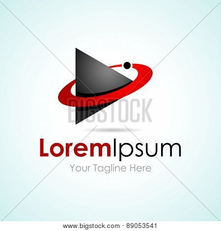 Play button circle science simple business icon logo