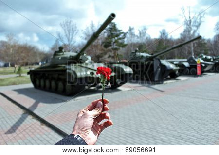 Russian Tank in a holiday Park and victory