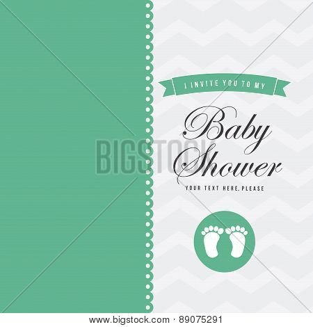 Baby shower card with baby foot prints vector illustration