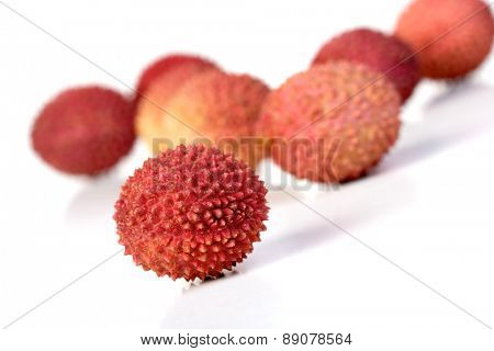 Lichee on white backgound - close-up