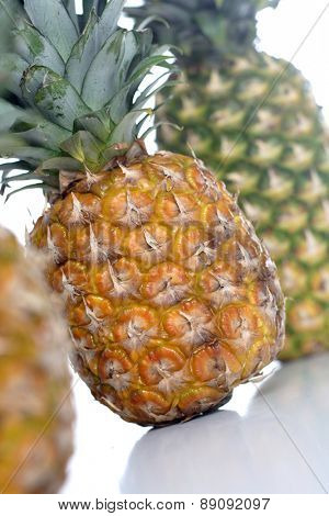 Pineapple on white backgroubd - close up