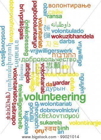 Background concept wordcloud multilanguage international many language illustration of volunteering