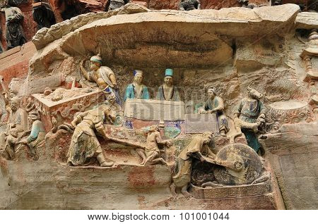 Ancient Buddhist Hillside Rock Carvings.