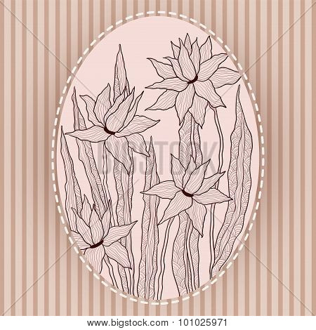 Graceful flowers in vintage frame