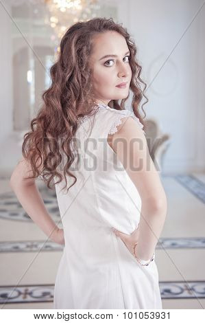 Beautiful Young Woman In Old-fashioned Negligee