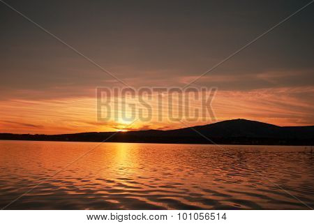 Sunset On The River. Lapland , Finland