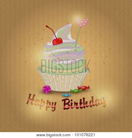 Illustration of a delicious lemon cake for my birthday on textur