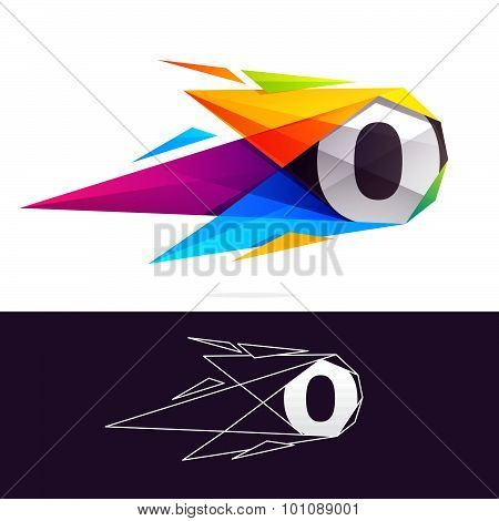 O Letter Logo With Polygonal Comet.