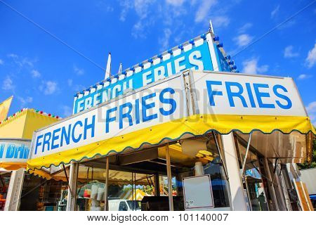 Carnival concession stand with french fries