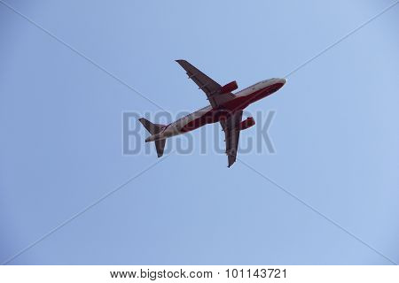 An Airplane About to Land at Indira Gandhi International Airport In New Delhi