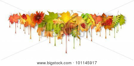 Autumn Vector Dripping Paint Leaves