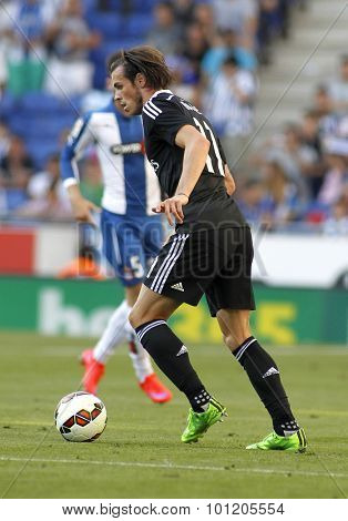 BARCELONA - MAY, 2015: Gareth Bale of Real Madrid during a Spanish League match against RCD Espanyol at the Power8 stadium on Maig 17 2015 in Barcelona Spain