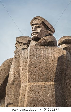 Soviet Era Monument For The Latvian Riflemen. Latvian Riflemen Were A Formation Of The Imperial Russ