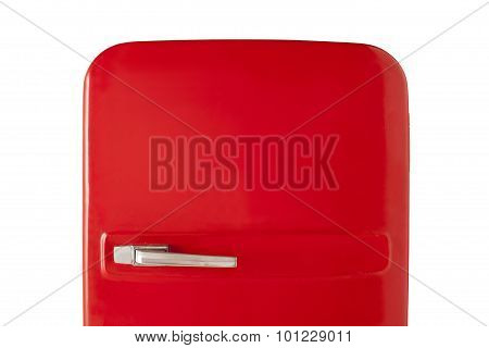 Red Vintage Refrigerator Isolated On White Background