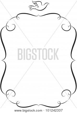 Frame of swashes with bird and spread wings
