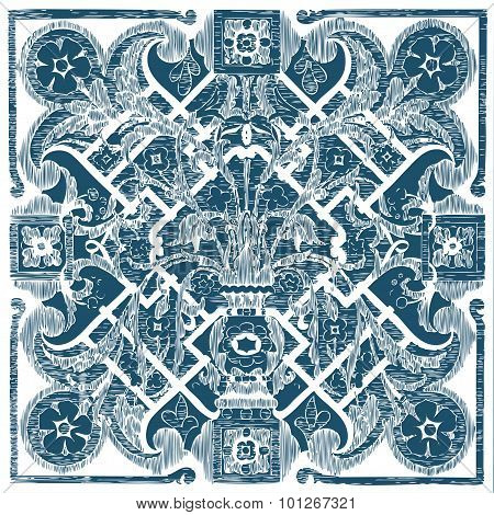 Vector Hand Drawn Floral Pattern Tile Background From Black And White Ornaments, Geometric Patterns,