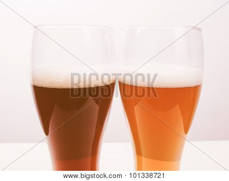 Retro Looking Two Glasses Of German Beer