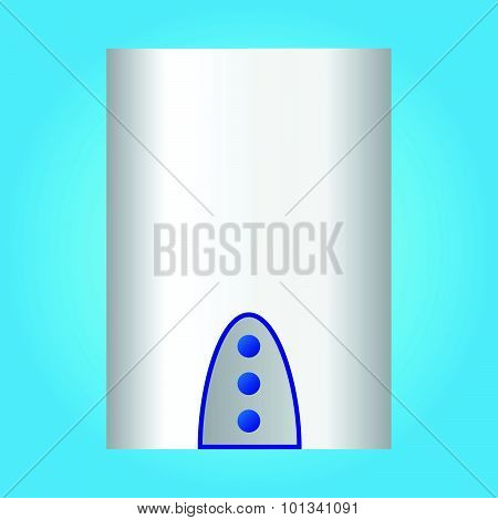 Automatic Wall Water Heater. Isolated On Blue Background.