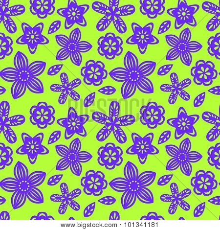 Seamless Pattern With Paper Flowers.