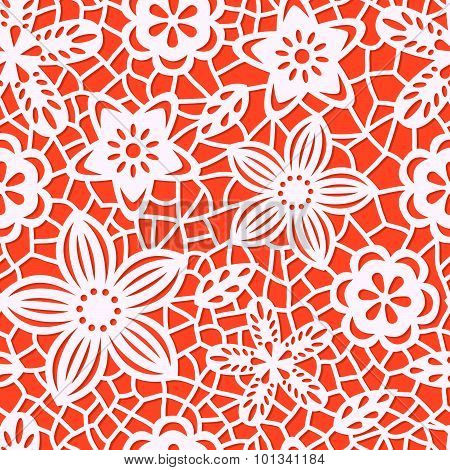 Seamless Pattern With Paper Flowers.