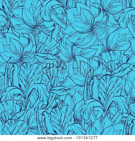 Seamless Pattern With Hand Painted Sketch Flowers