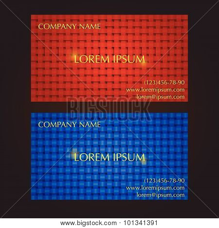 Set Of Two Business Cards With Textile Background.