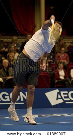 LONDON, ENGLAND. 05 DECEMBER 2009 -   Cedric Pioline (FRA) competing in the season finale to the ATP Champions Tour match during the AEGON Masters Tennis, Royal Albert Hall, London.