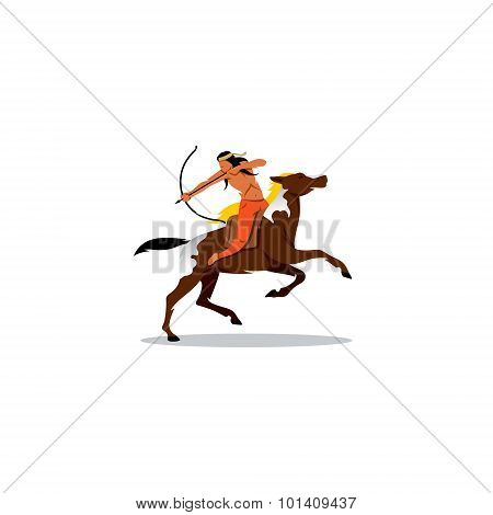 Indian Archery Riding A Horse. Vector Illustration.