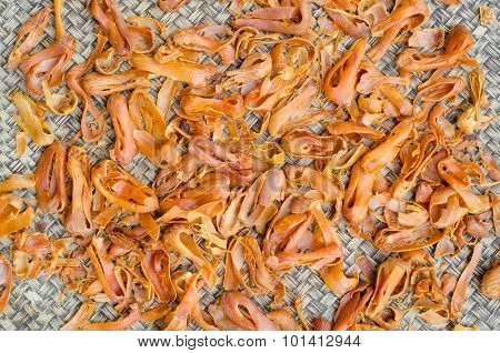 Dride Mace Spice Mace Or Javitri Spice On Bamboo Background
