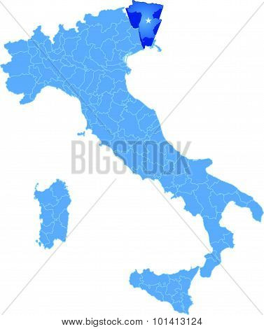 Map Of Italy, Udine