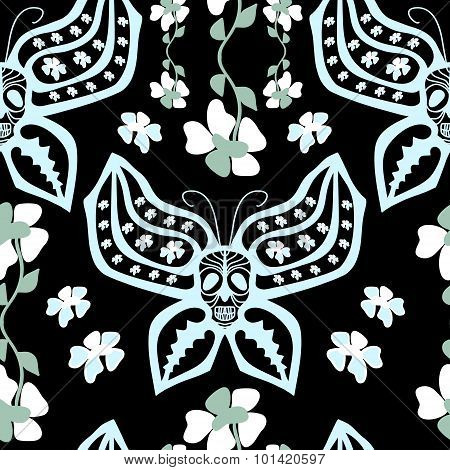 Scull. Flowers.