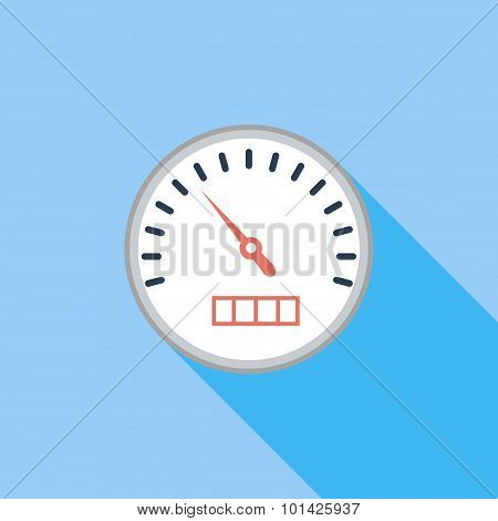 Speedometer icon. Flat vector related icon with long shadow for web and mobile applications.