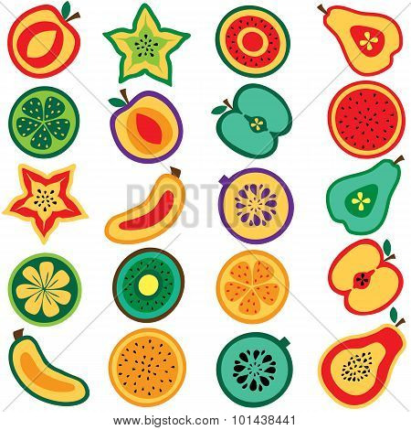 cut fruits clip art set