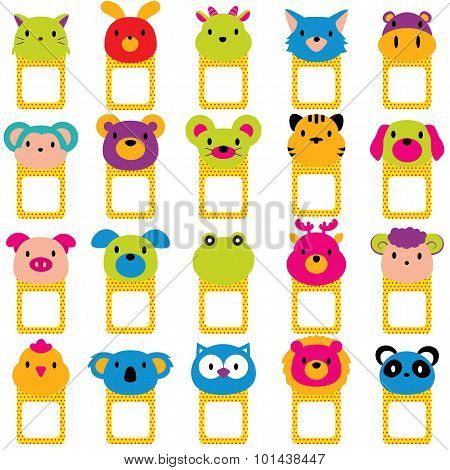 animal faces clip art set