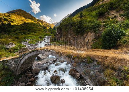 Small Old And New Bridges On A Plateau On Kackar Mountains In The Black Sea Region, Turkey