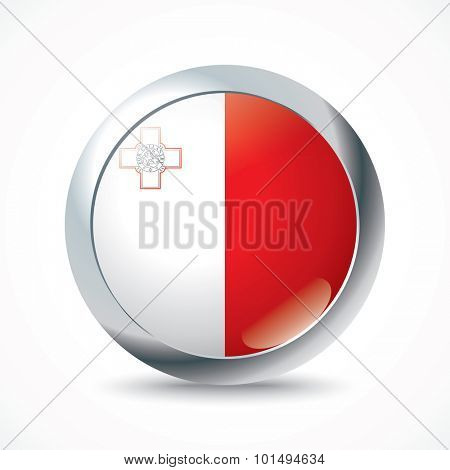 Malta flag button - vector illustration