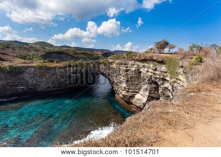 Tunnel Crater Coastline At Nusa Penida Island
